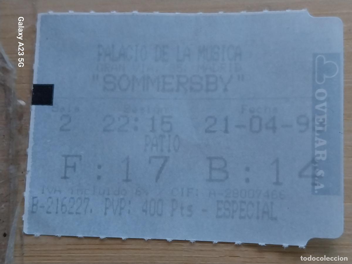 Cine: SOMMERSBY ENTRADA CINE PALACIO MUSICA * 21 ABRIL 1993 5.5X4.2 CMS BUTACA 14 *
