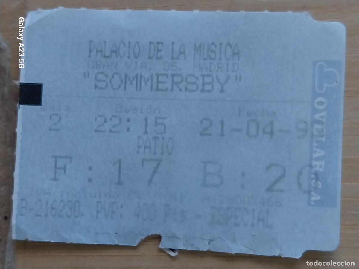 Cine: SOMMERSBY ENTRADA CINE PALACIO MUSICA * 21 ABRIL 1993 5.5X4.2 CMS BUTACA 20*