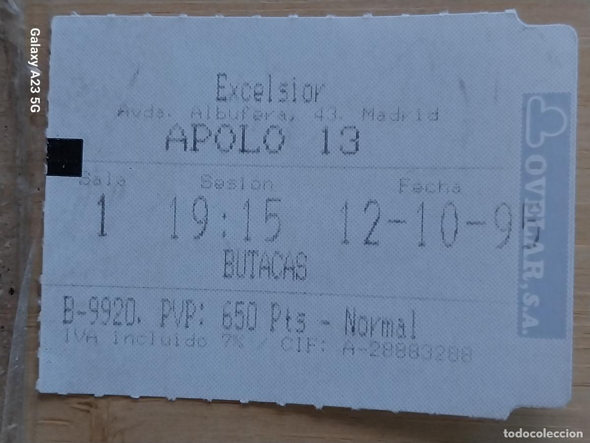 Cine: APOLO 13 ENTRADA CINE EXCELSIOR * 12 OCTUBRE 1995 5.5X4.2 CMS BUTACA ***