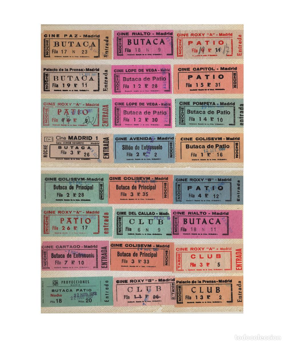 Cine: COLECCI&Oacute;N 24 ENTRADAS DE CINE ANTIGUAS DE MADRID, CINE COLISEUM, ROXY,CALLAO, RIALTO, CARTAGO, ...