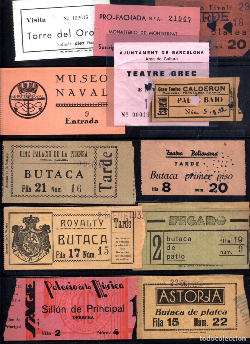 Cine: 11 ENTRADAS Y BILLETES ANTIGUOS DE CINE, TEATRO Y MONUMENTOS A&Ntilde;OS 30-50. MADRID, BARCELONA, SEVILLA.
