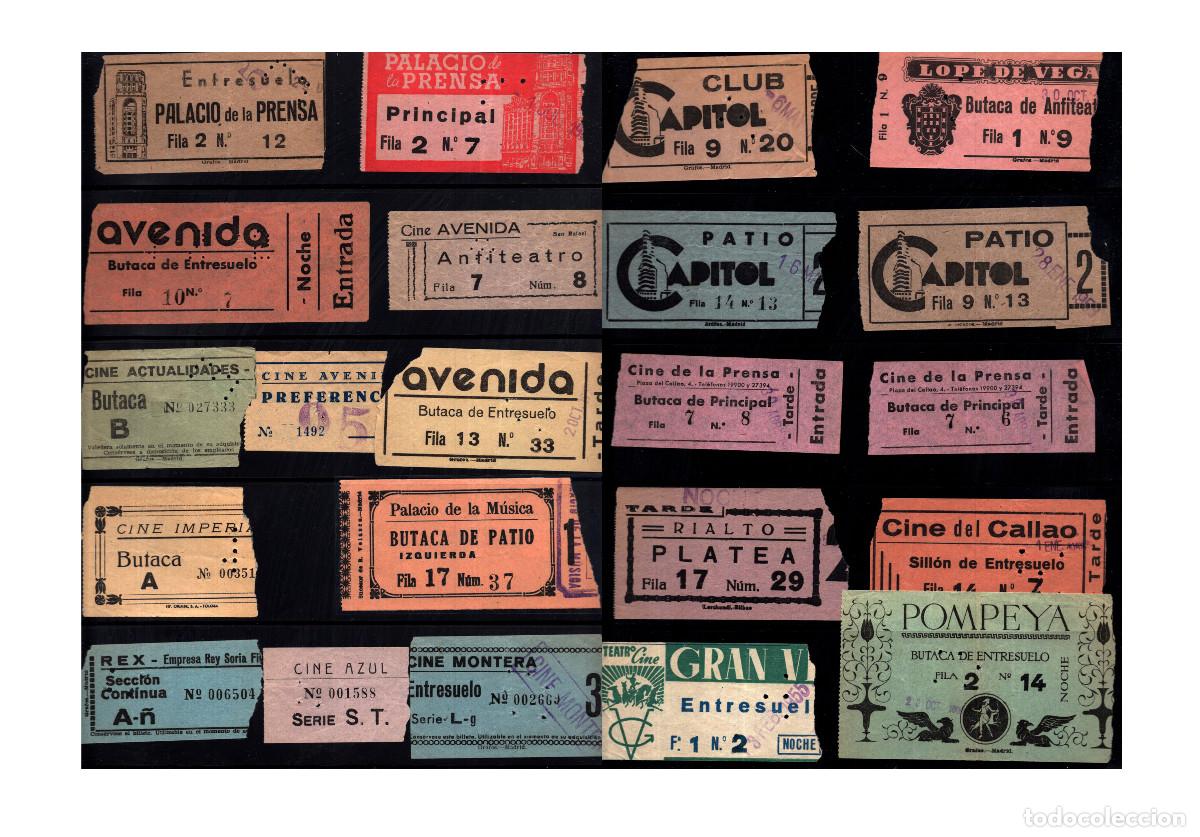 Cine: LOTE DE ENTRADAS ANTIGUAS DE CINES HIST&Oacute;RICOS DE MADRID - GRAN V&Iacute;A - A&Ntilde;OS 50/70.