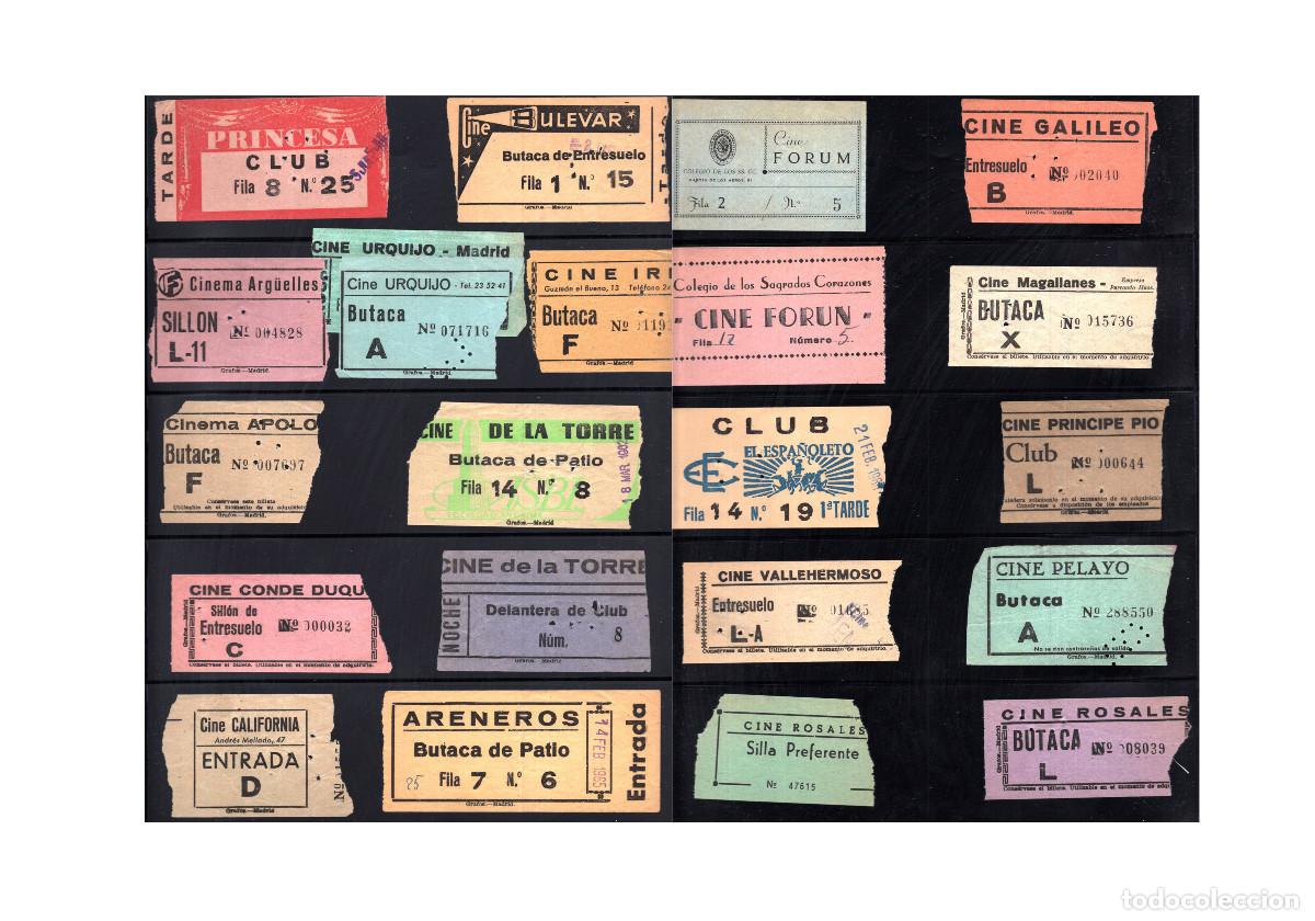 Cine: LOTE DE ENTRADAS ANTIGUAS DE CINES HIST&Oacute;RICOS DE MADRID.