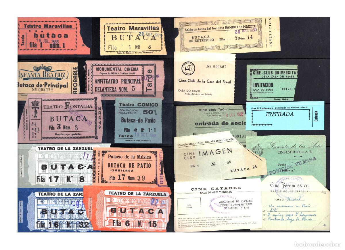 Cine: COLECCI&Oacute;N DE ENTRADAS Y LOCALIDADES CORRESPONDIENTES A DIVERSOS CINES Y TEATROS DE MADRID.