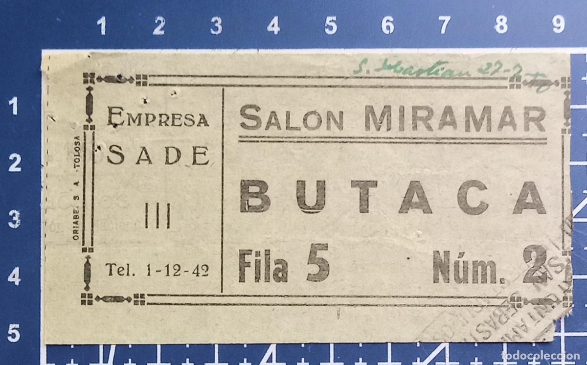 Cine: ENTRADA/TIQUET - SAL&Oacute;N MIRAMAR - SAN SEBASTIAN - 1950
