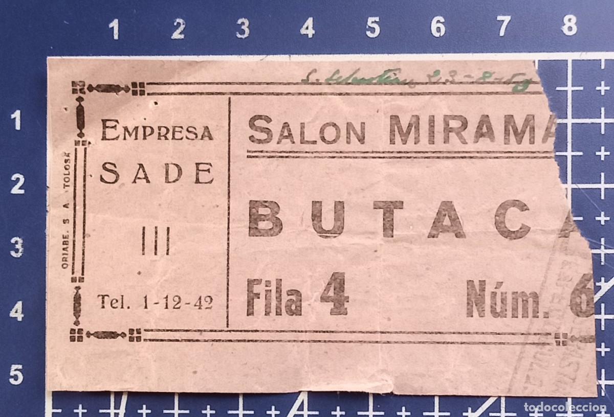 Cine: ENTRADA/TIQUET - SAL&Oacute;N MIRAMAR - SAN SEBASTIAN - 1950