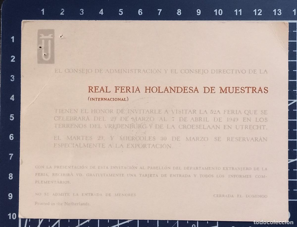 Cine: ENTRADA/TIQUET - REAL FERIA HOLANDESA DE MUESTRAS - 1949