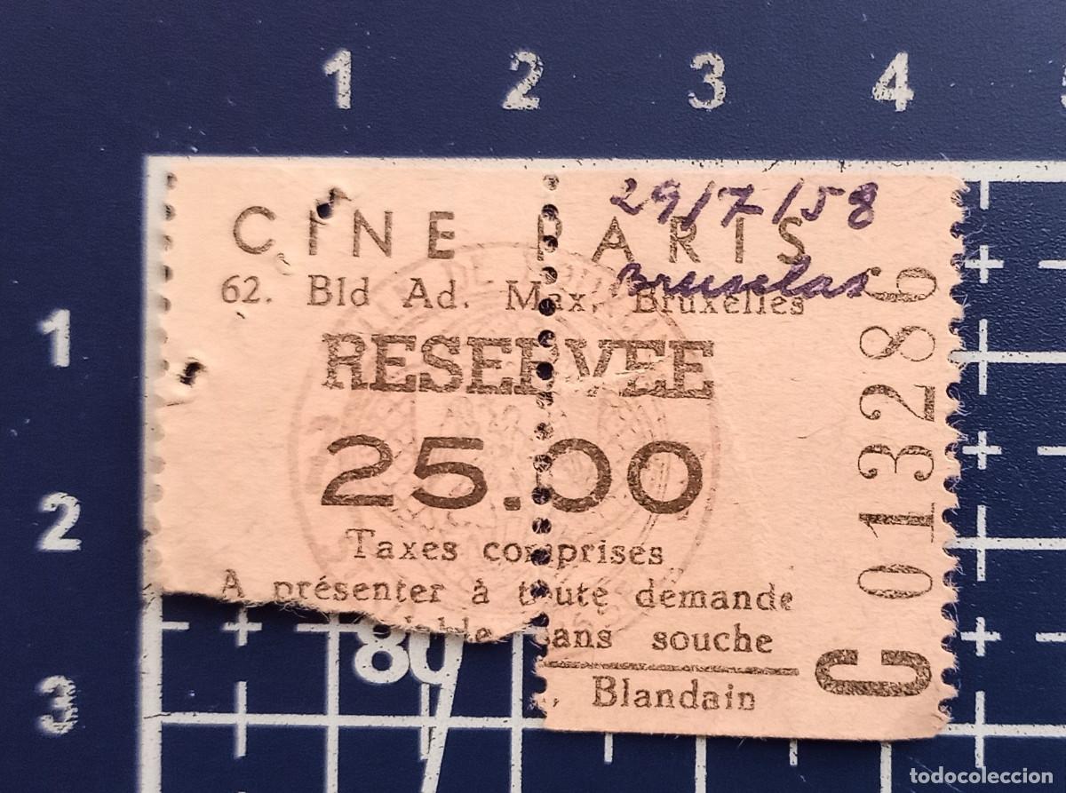 Cine: ENTRADA/TIQUET - CINE ARTS - BRUSELAS - 1958