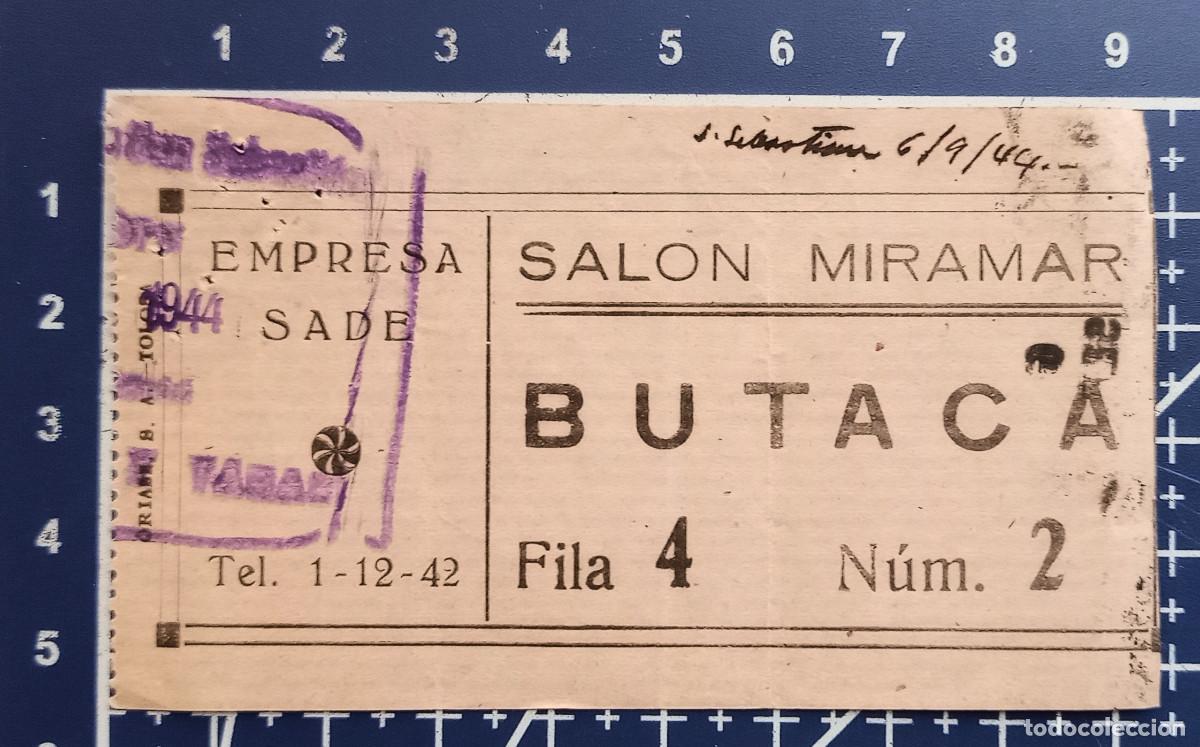 Cine: ENTRADA/TIQUET - SAL&Oacute;N MIRAMAR - SAN SEBASTIAN - 1944