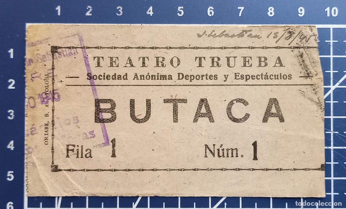 Cine: ENTRADA/TIQUET - TEATRO TRUEBA - SAN SEBASTIAN - 1945