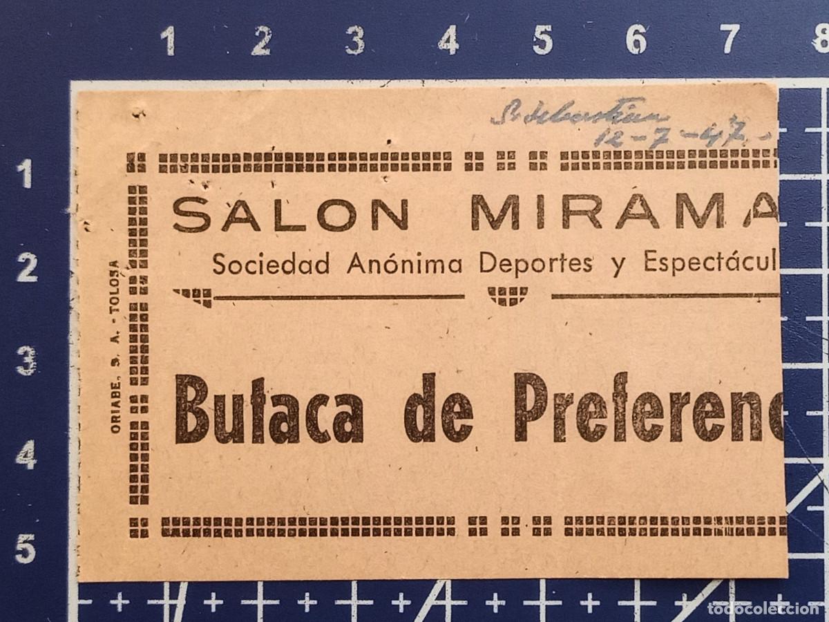 Cine: ENTRADA/TIQUET - SAL&Oacute;N MIRAMAR - SAN SEBASTIAN - 1947