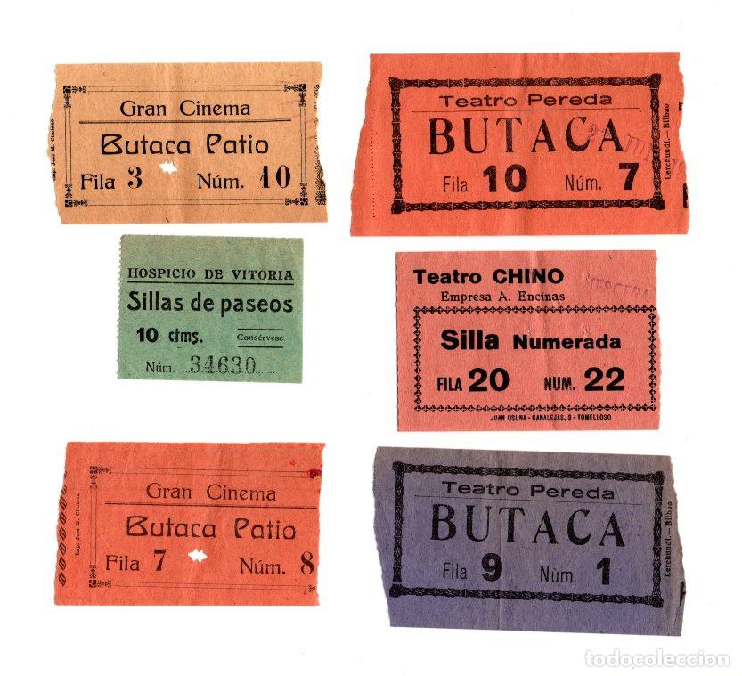 Cinema: LOTE 6 ENTRADAS ANTIGUAS DE CINE Y TEATRO ESPA&Ntilde;OL (TEATRO PEREDA, CHINO, GRAN CINEMA).