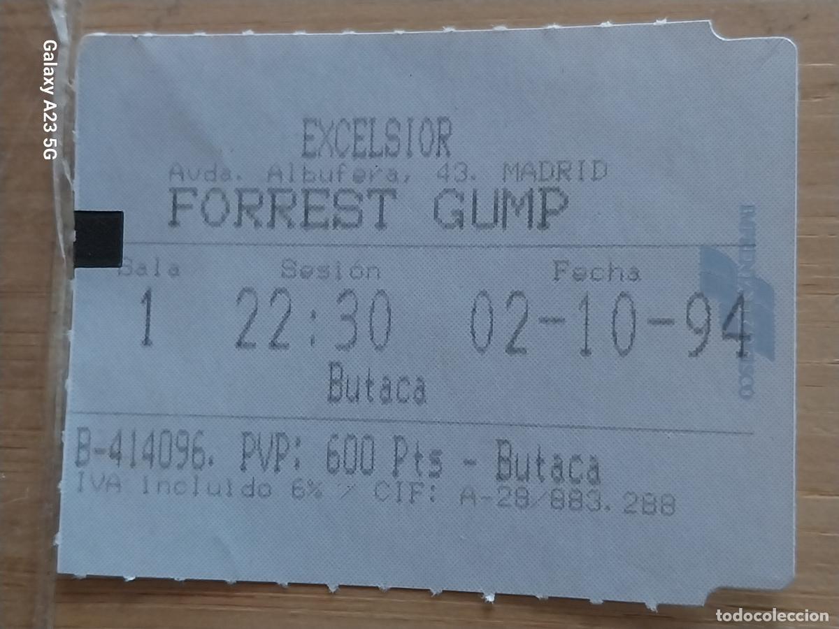 Cine: FORREST GUMP ENTRADA CINE EXCELSIOR 2 OCTUBRE 1994 * ORIGINAL 5.5X4CMS