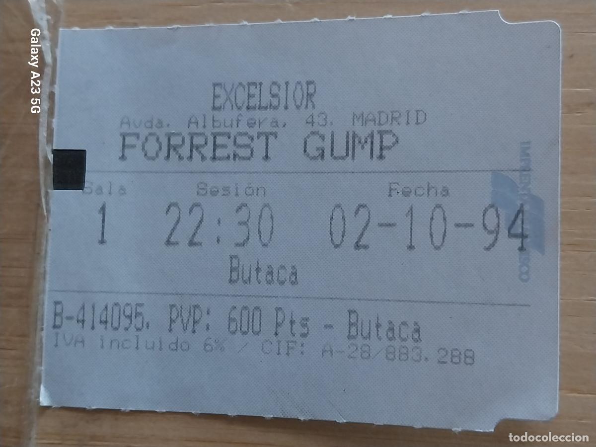 Cine: FORREST GUMP ENTRADA CINE EXCELSIOR 2 OCTUBRE 1994 ORIGINAL 5.5X4CMS