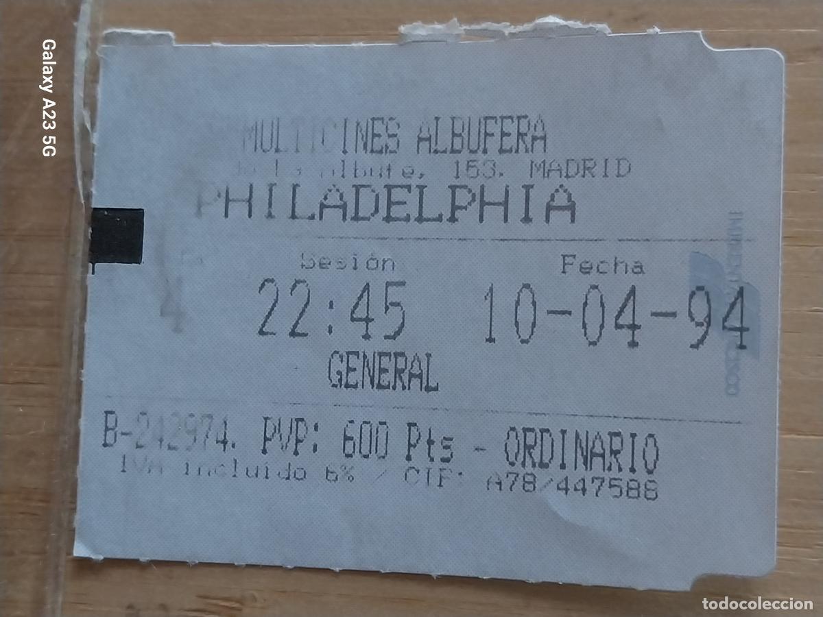 Cine: PHILADELPHIA * ENTRADA CINE MINICINES ALBUFERA 10 ABRIL 1994 ORIGINAL 5.5X4CMS