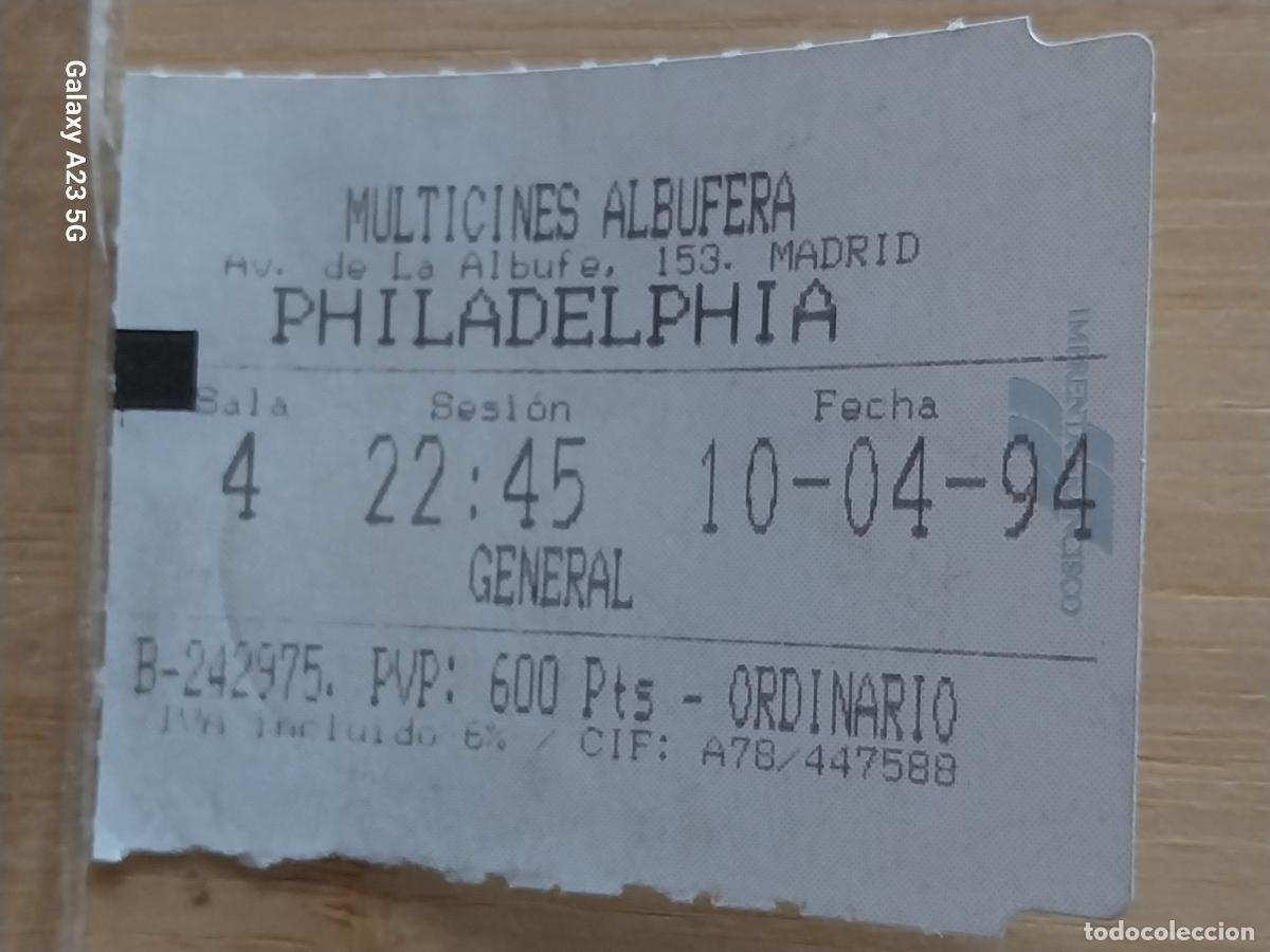 Cine: PHILADELPHIA ENTRADA CINE MINICINES ALBUFERA 10 ABRIL 1994 ORIGINAL 5.5X4CMS