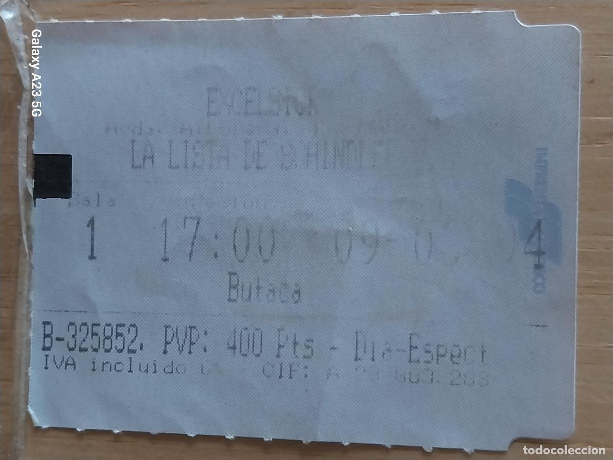 Cine: LA LISTA DE SCHINDLER ENTRADA CINE EXCELSIOR 9 MARZO 1994 ORIGINAL 5.5X4CMS