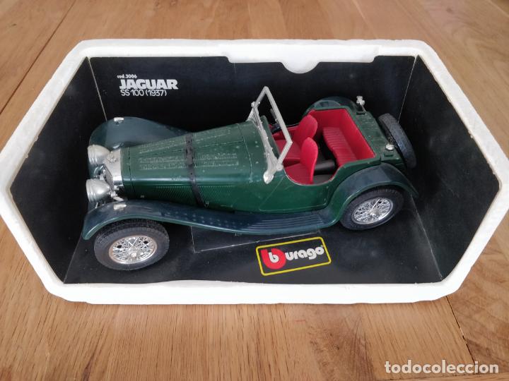 JAGUAR SS100 1937 vert anglais/intérieur crème cabriolet ouvert open 1/18 BURAGO