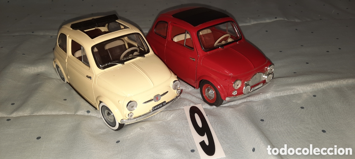 Coches a escala: FIAT 500 S&Oacute;LIDO,LOTE DE DOS,ESCALA 1/18