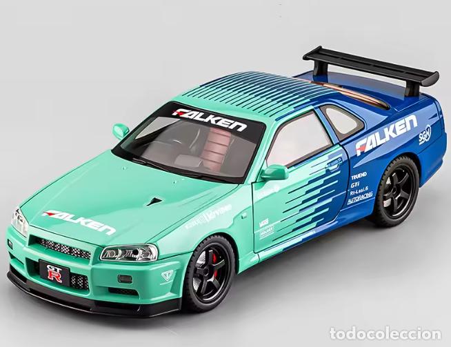 Coches a escala: Nissan Skyline GT-R (R34) Falken. Escala 1/18. Leer bien descripci&oacute;n