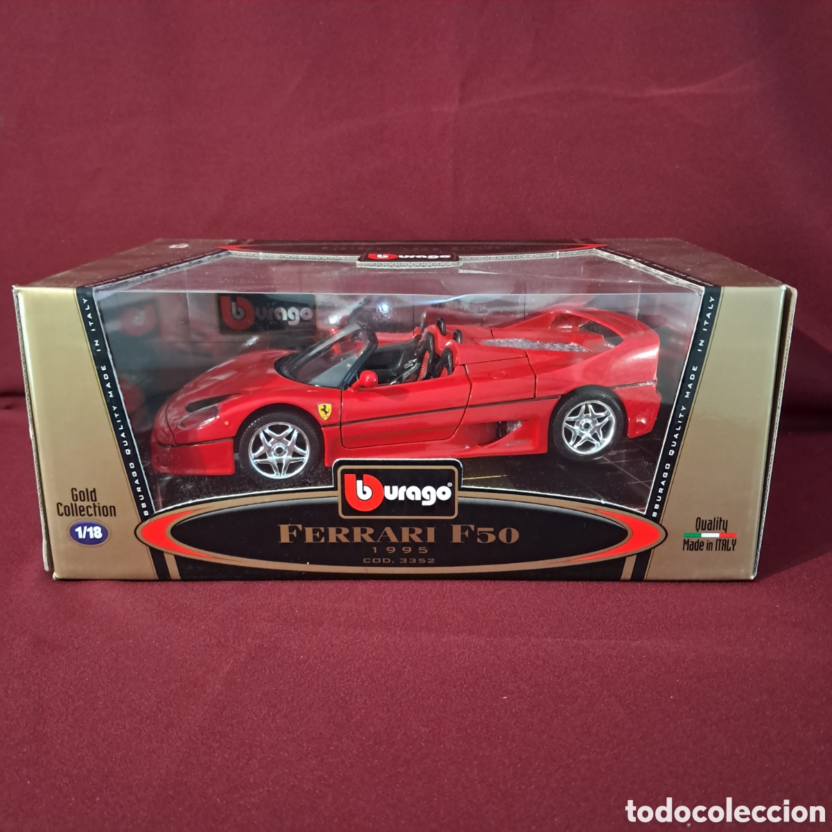 Coches a escala: Antiguo Ferrari F50 1995 esc 1/18 serie Gold Collection de bBurago con licencia pininfarina, a&ntilde;os 90