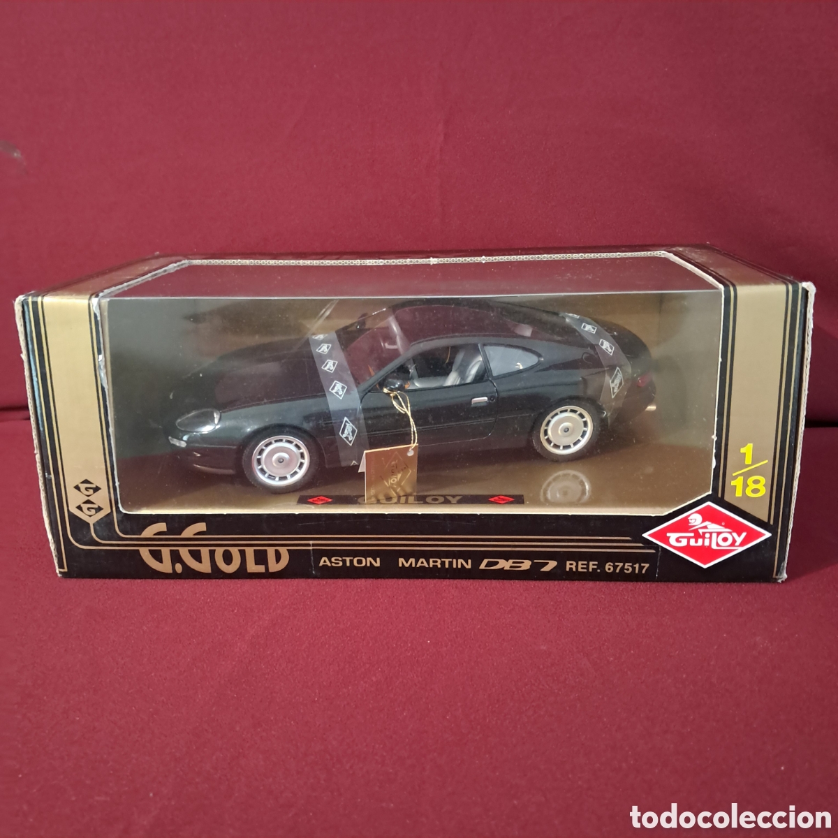 Coches a escala: Antiguo ASTON MARTIN DB7 (negro), escala 1/18 serie Gold-ORO de Guiloy, fabricado en Espa&ntilde;a. 1997