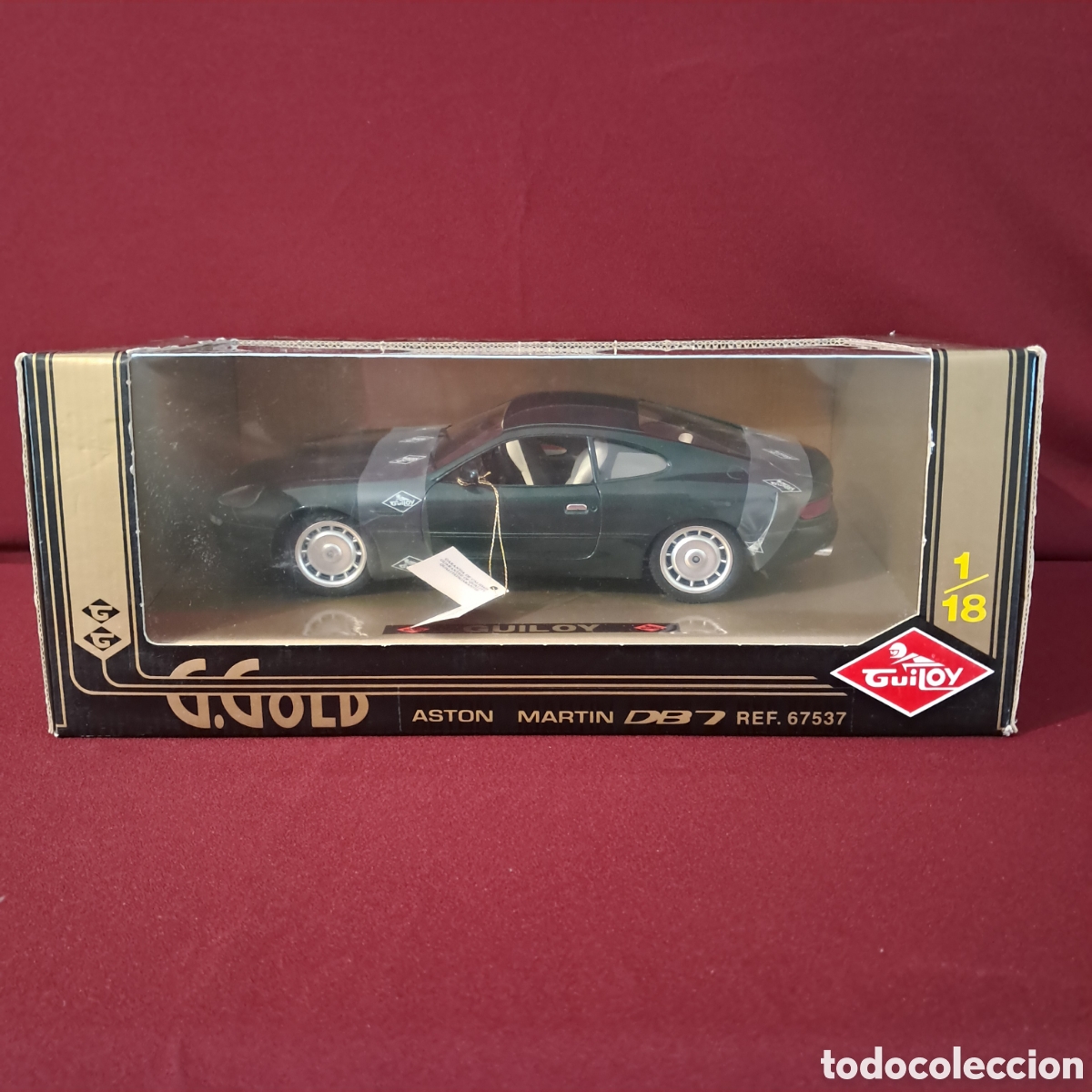 Coches a escala: Antiguo ASTON MARTIN DB7 (verde), escala 1/18 serie Gold-ORO de Guiloy, fabricado en Espa&ntilde;a. 1997