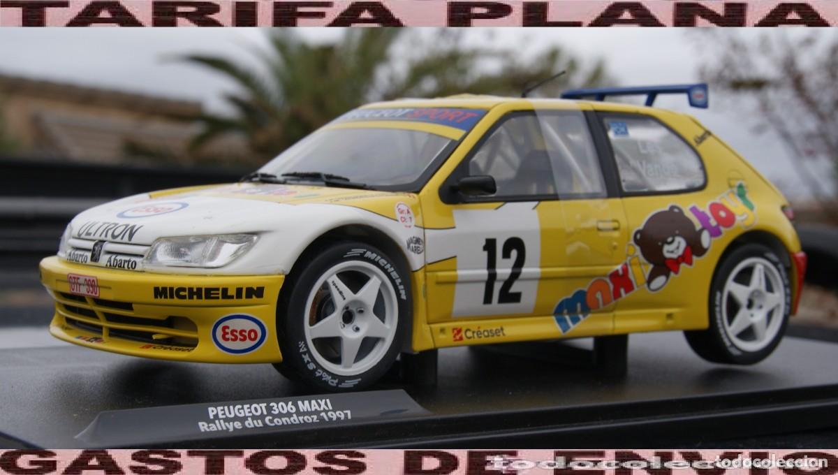Model Cars: PEUGEOT 306 MAXI RALLYE DU CONDROZ 1997 J.P. VANDEWAUVER - J.M. VANDERSCHUREN ESCALA 1:18 DE SOLIDO