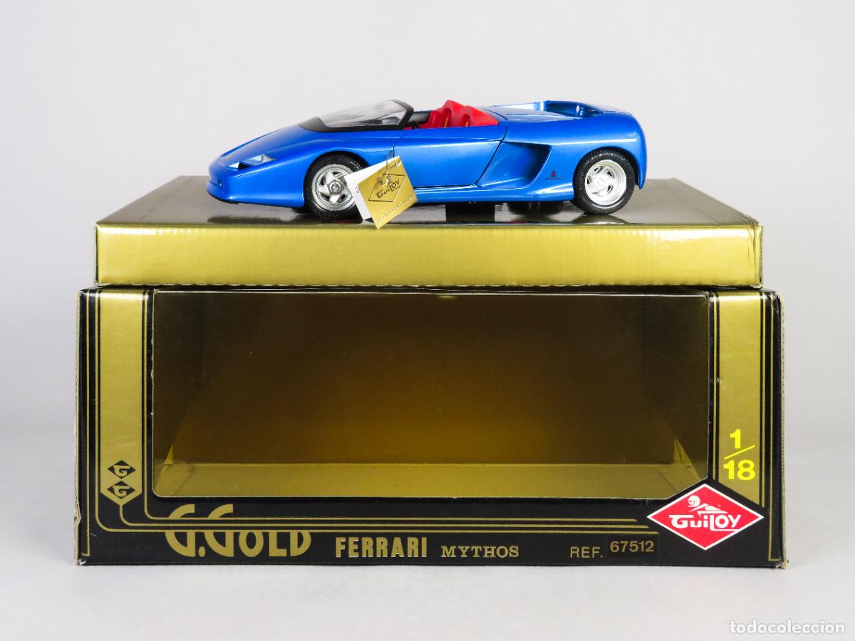 Coches a escala: Ferrari Mythos Guiloy Gold Ref 67512 1/18 color azul nuevo con caja