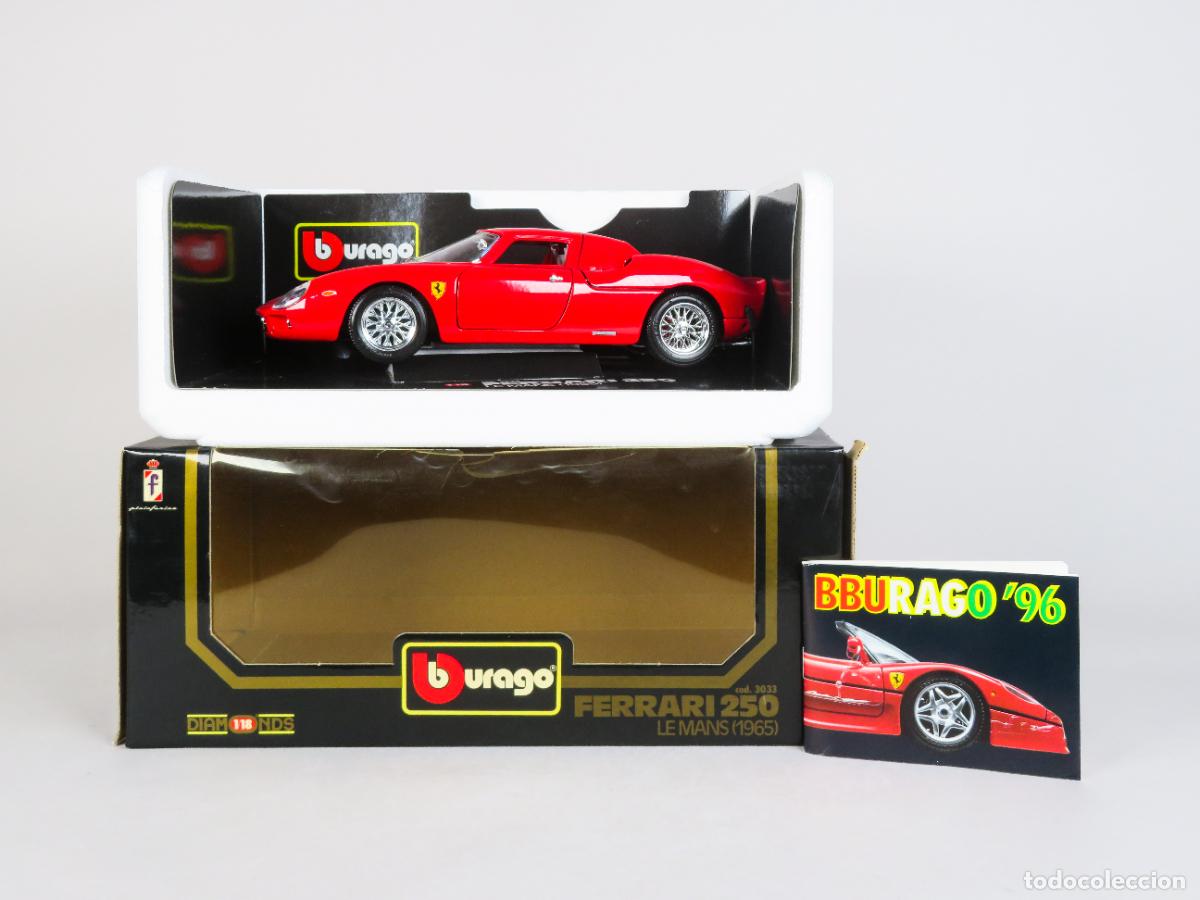 Coches a escala: Ferrari 250 Le Mans 1965 Burago 1/18 nuevo con caja y cat&aacute;logo