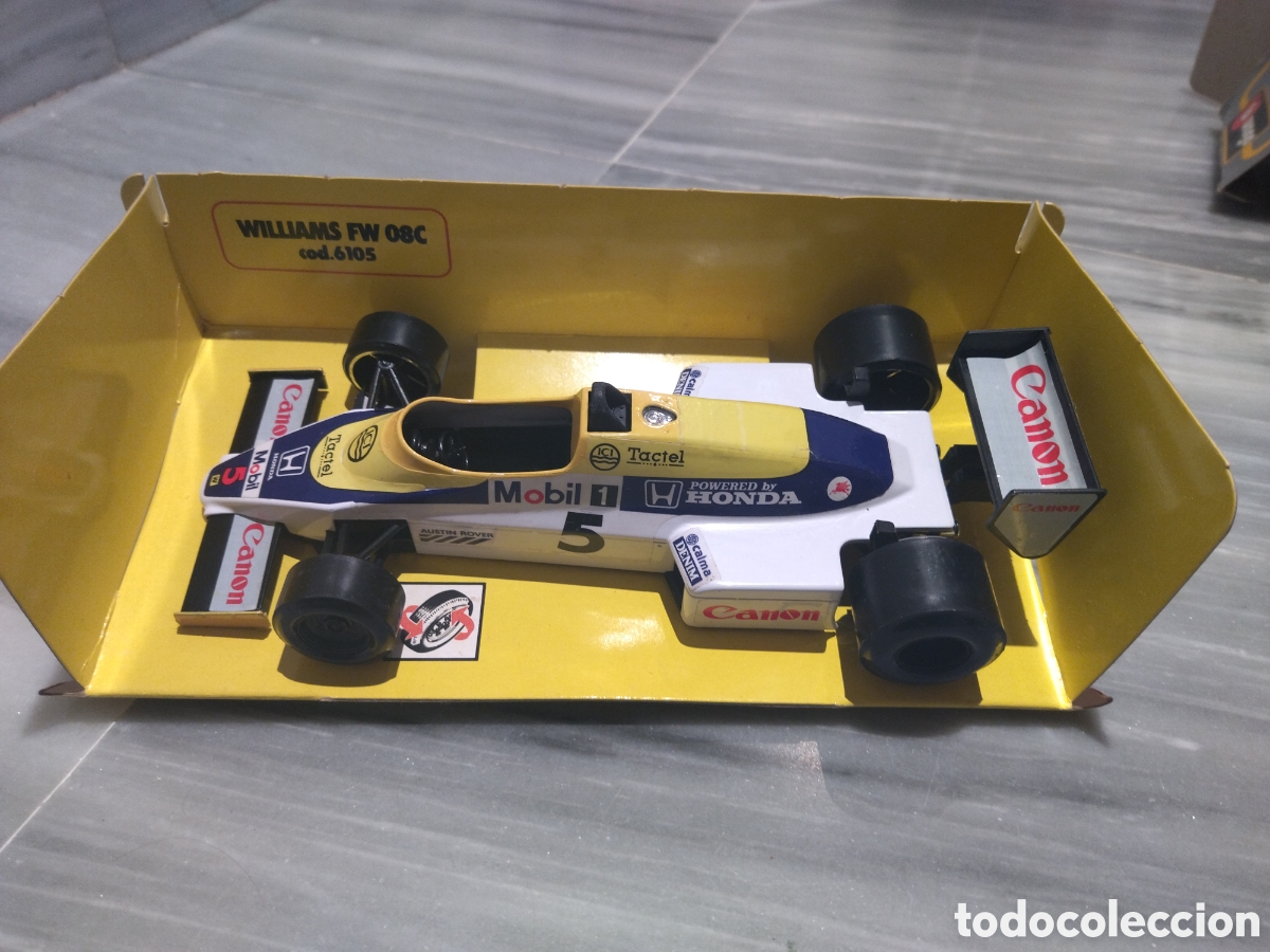 Carros em escala: Coche F&oacute;rmula 1 Williams FW08C Turbo 1983 - Burago 1/24