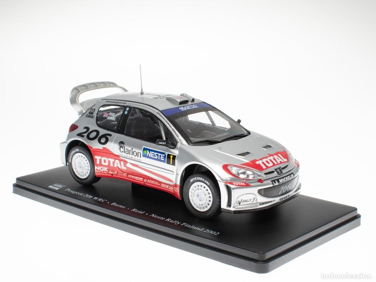 Coches a escala: Coche Peugeot 206 WRC - Richard Burns / Robert Reid - Rally de Finlandia, 2002 (Escala 1:24) Nuevo