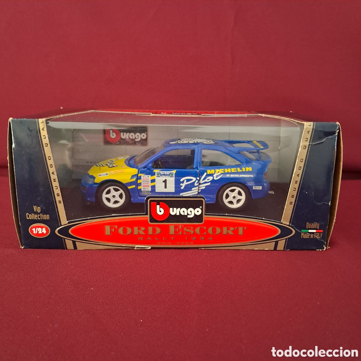 Modellautos: Antiguo Ford Escort Rally 1994 (Michelin), esc 1/24 de bBurago (burago). Fabricado en Italia, 1999