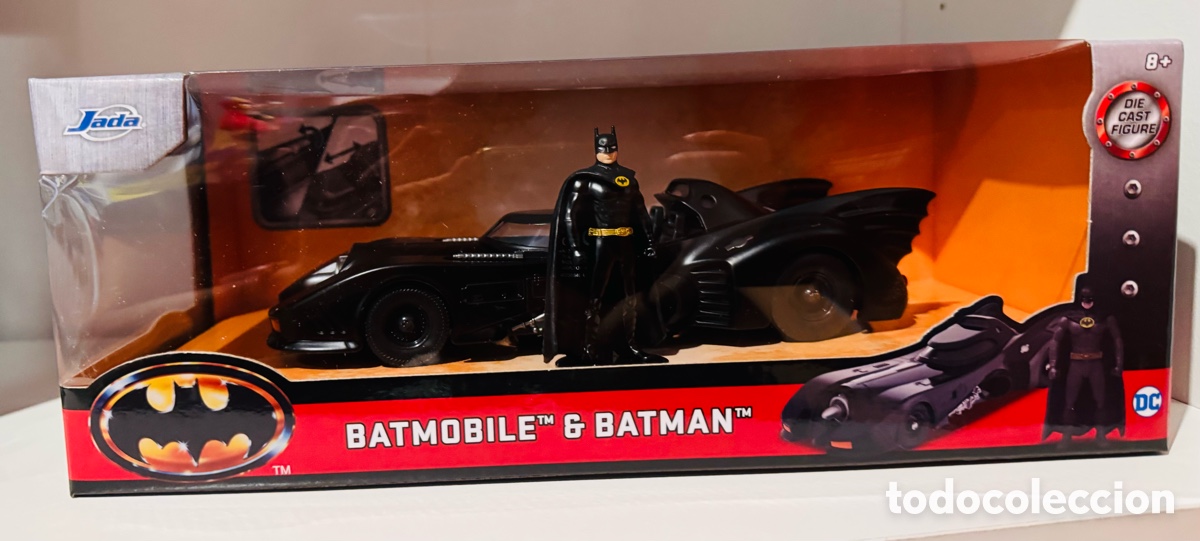 Coches a escala: Batm&oacute;vil y Figura Batman 1989 Coche Escala 1/24 Hollywood Rides Diecast Jada Toys