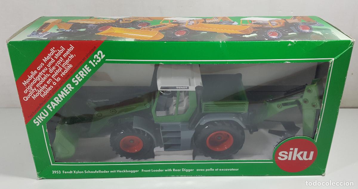 Coches a escala: SIKU FARMER SERIE 1:32 REF 3953 FENDT XYLON TRACTOR CON PALA Y EXCAVADORA TRASERA, NUEVO CON CAJA