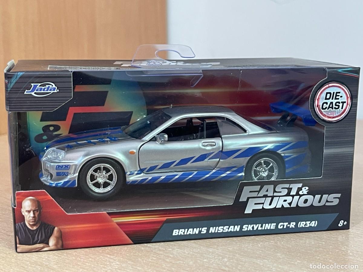Coches a escala: Coche Brian&acute;s NISSAN SKYLINE GT-R R34 Fast & Furious Vin Diesel Dom Toretto 1:32 die-cast metal car