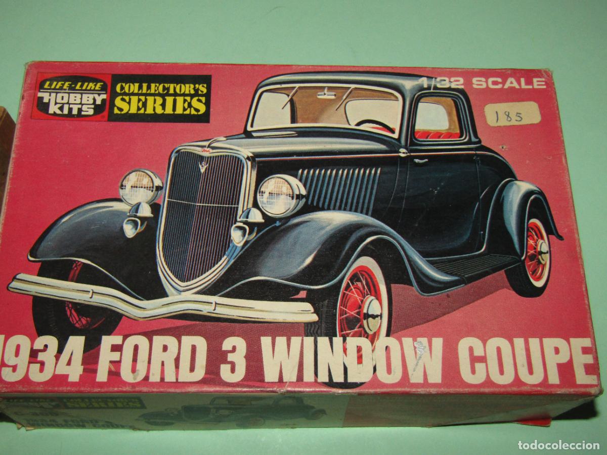 Coches a escala: Antigua Caja Kit del FORD 3 WNDOW COUPE de 1934 Escala 1/32 de LIFE-LIKE Made in USA