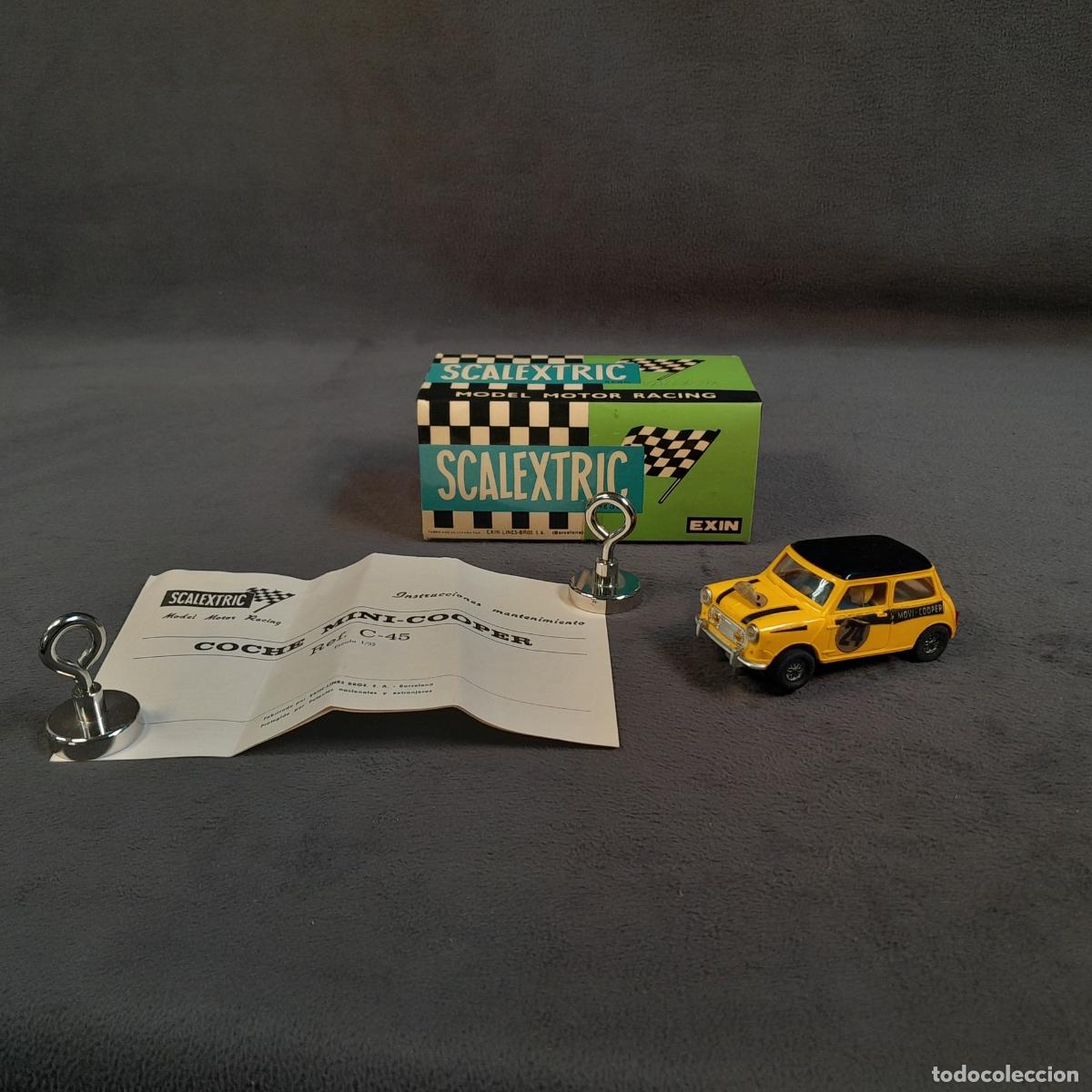 Carros em escala: CH-337. COCHE DE SLOT SCALEXTRIC MINI-COOPER AMARILLO (REF. C-45). SIGLO XX.