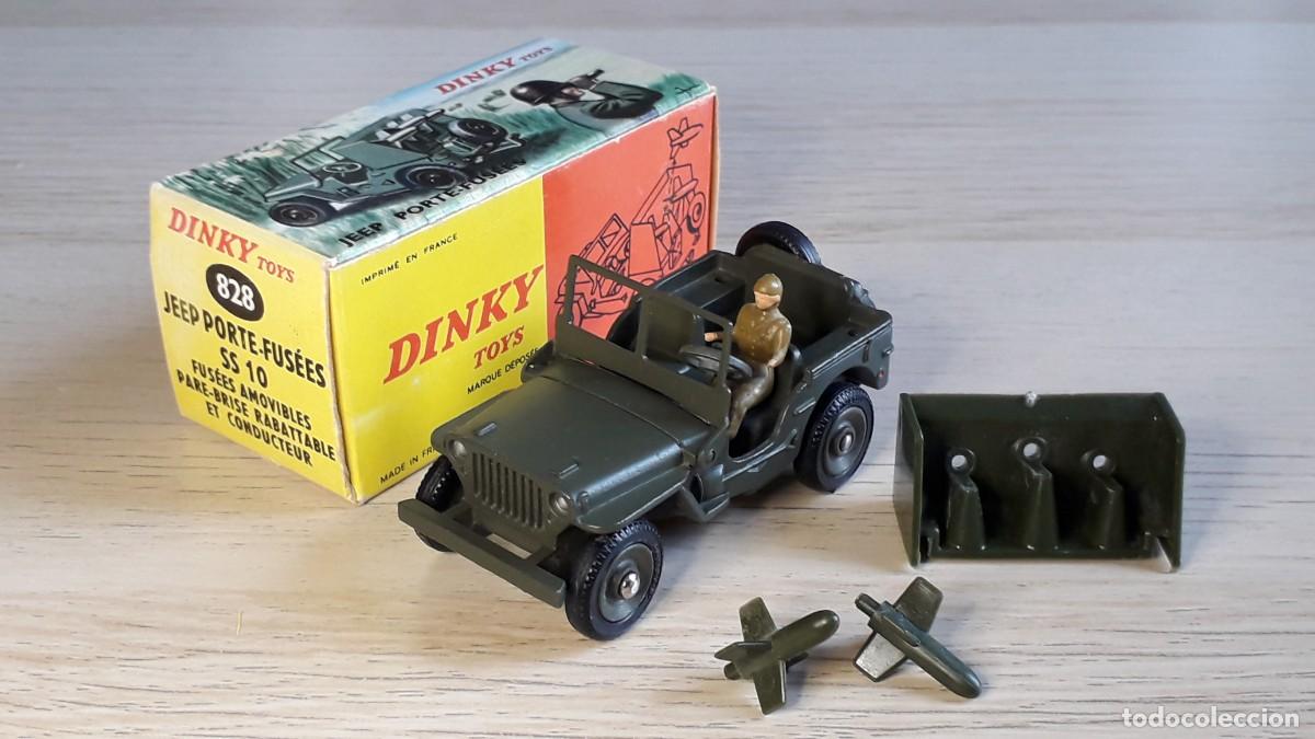 Jeep Porte-Fusées SS-10 # 828, metal esc. 1/43, Dinky Toys Meccano, made in  France, original años 60