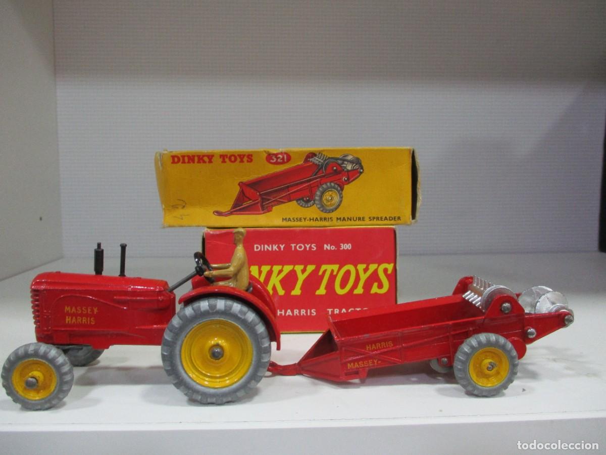 Model Cars: TRACTOR Y REMOLQUE MASSEY HARRIS DINKY TOYS - REF 300 / 321 - MECCANO - CAJA ORIGINAL COMPLETA