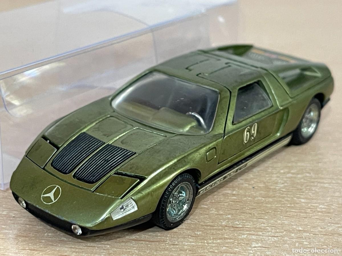 Carros em escala: 48- Auto Pilen antiguo coche MERCEDES C 111 verde Mod. 321 1:43 Made in Spain die-cast a&ntilde;os 70 C111