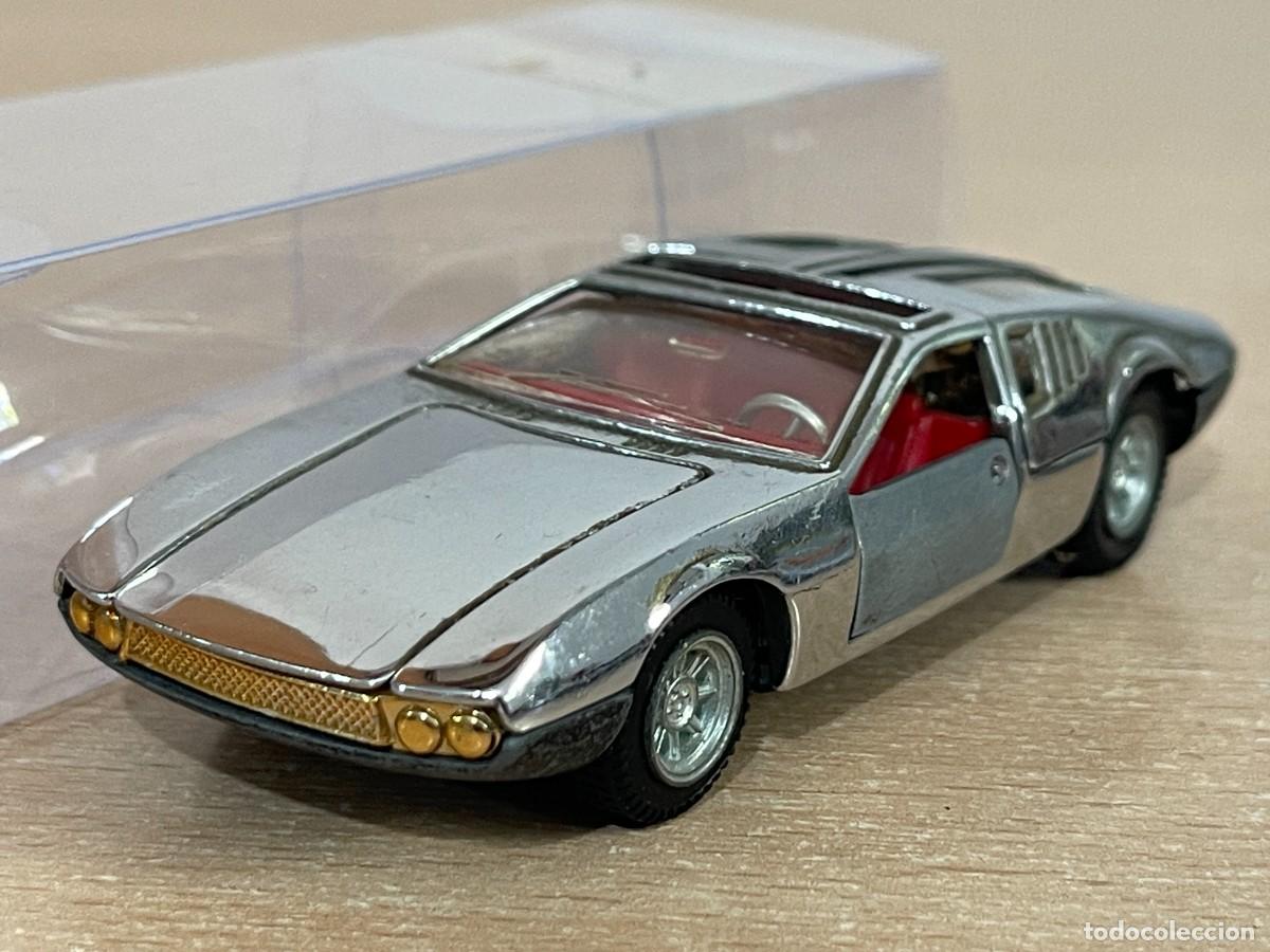 Carros em escala: 49- Auto Pilen antiguo coche DE TOMASO MANGUSTA Plata Mod. 313 1:43 Made in Spain die-cast a&ntilde;os 70