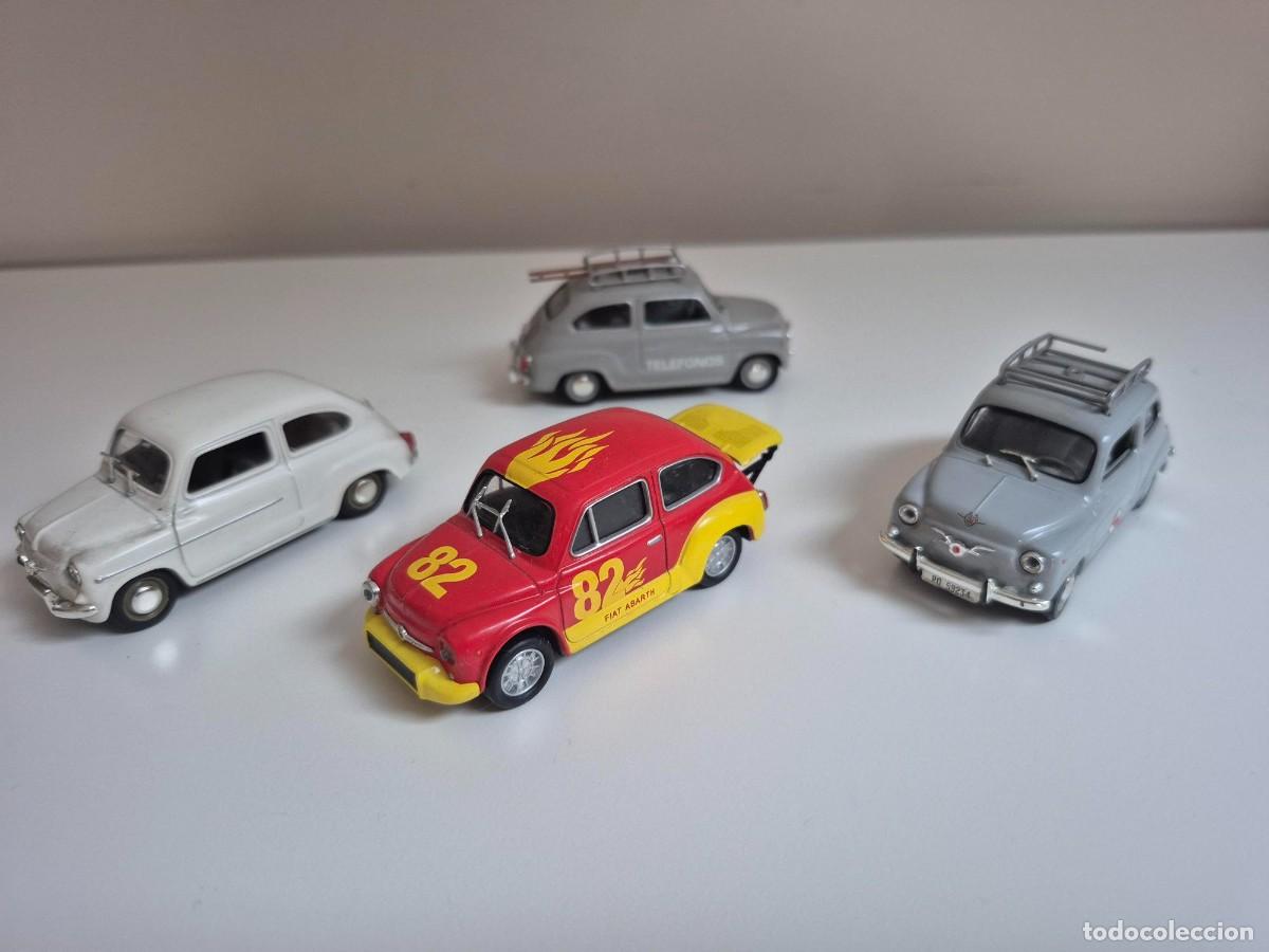Coches a escala: 1/43 LOTE 4 COCHES SEAT 600 TELEFONOS TELEFONICA FIAT ABARTH 600D 1963 1:43 SOLIDO CON DEFECTOS
