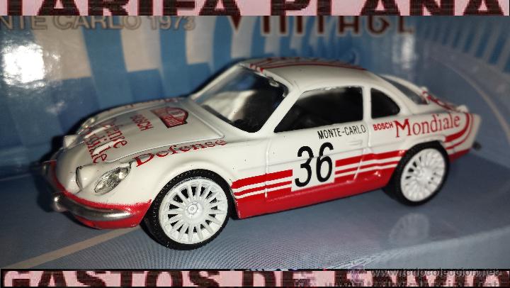 Voitures &agrave; l'&eacute;chelle: RENAULT ALPINE A110 llantas blancas RALLYE DE MONTECARLO 1973 N&ordm;36 ESCALA 1:43 DE MONDOMOTORS EN SU