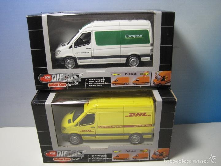Carros em escala: LOTE 2 FURGONETAS DE TRANSPORTE DHL Y EUROPCAR DE LA COLECCION DICKIE ALEMANA ESCALA 1:43