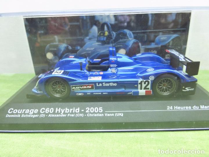 Auto in scala: COURAGE C60 HYBRID 2005 . ALTAYA . COCHES 24 HEURES DU MANS. BLISTER ORIGINAL. FICHA DATOS T&Eacute;CNICOS