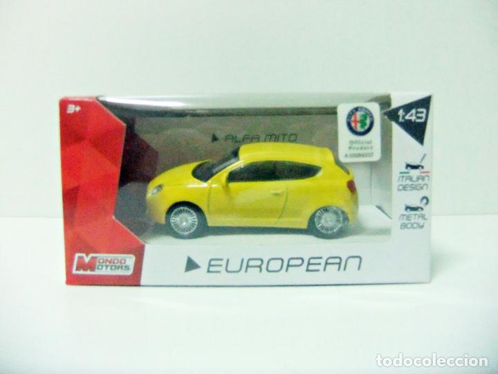 Auto in scala: ALFA ROMEO MITO - MONDO MOTORS EUROPEAN ESCALA 1:43 - COCHE MINIATURA AUTO AMARILLO ITALIA TOY CAR