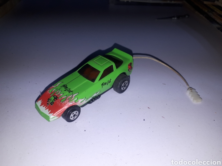 Model Cars: Curioso coche metal y fricci&oacute;n a cuerda ROAD CHAMPS FUNNY CAR MADE IN KOREA 1986 FIRE CAT