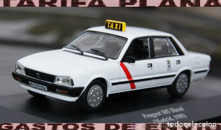 Miniature Peugeot 505 Taxi Madrid - Minimini Label 43 LE6409 - Échelle 1/43 - Blanche