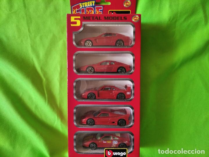 Coches a escala: LOTE DE COCHES SET FERRARI ROJO BBURAGO BURAGO 1,43 NUEVOS EN SU CAJA
